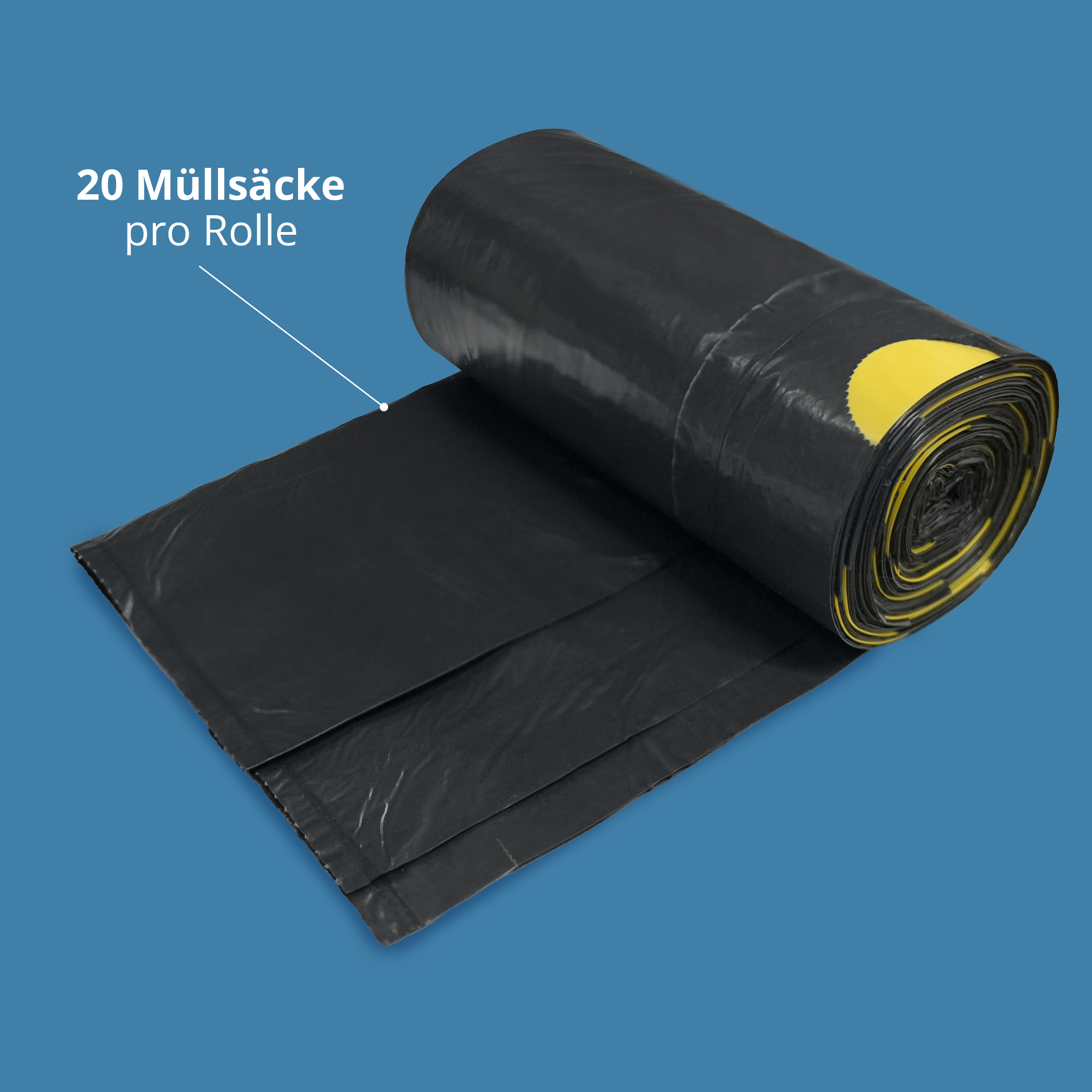 HY-205-5 LDPE-Reg. Zugband-Kehrichtsäcke, schwarz, 570 x 600 mm, Typ 60 extra, 35l, 5 Rollen à 20 Stück