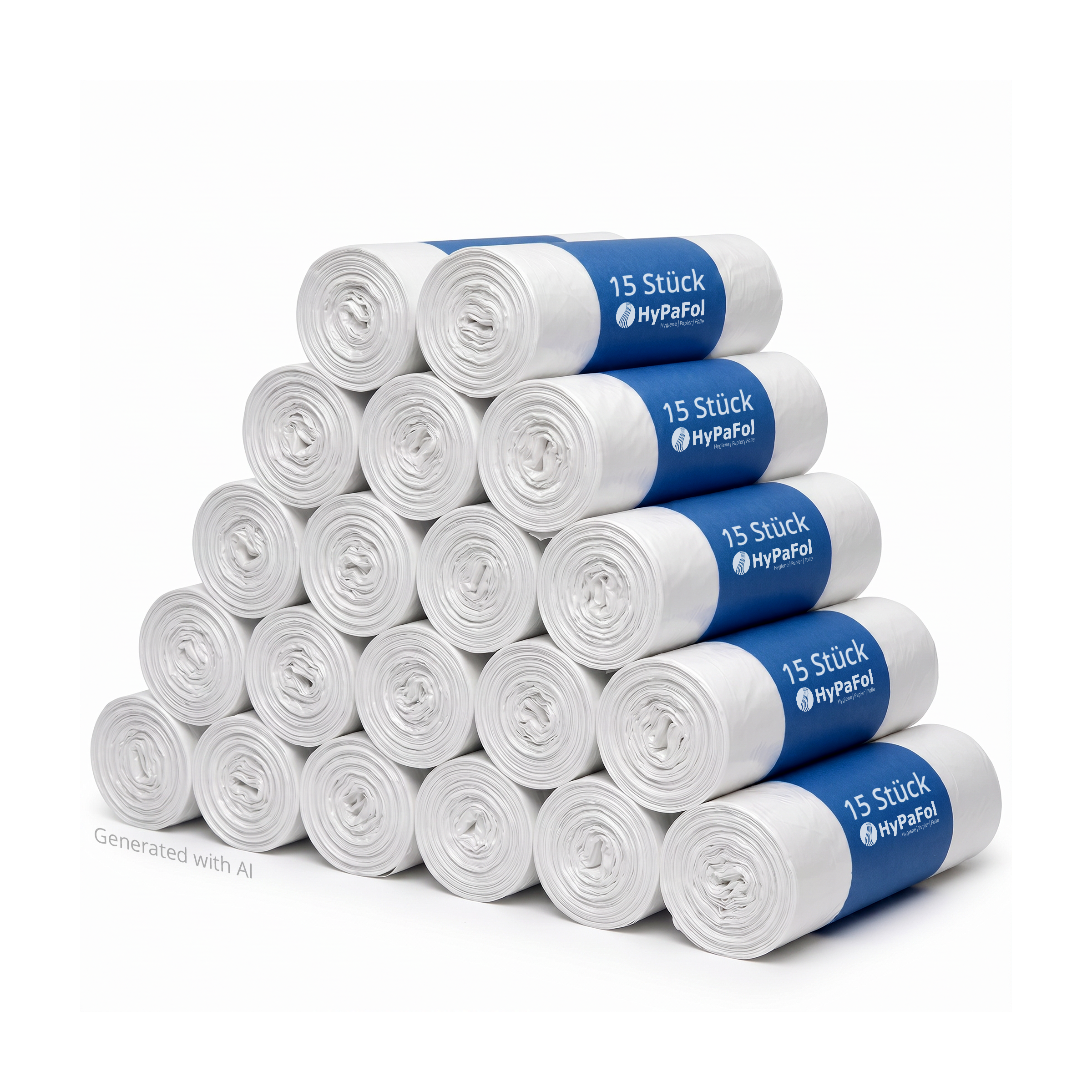 HY-77233A HDPE Müllbeutel, mit Tragegriff, weiß, 35 l, 650 x 700 mm,1 Rolle, Verpackungseinheit 20 Rollen