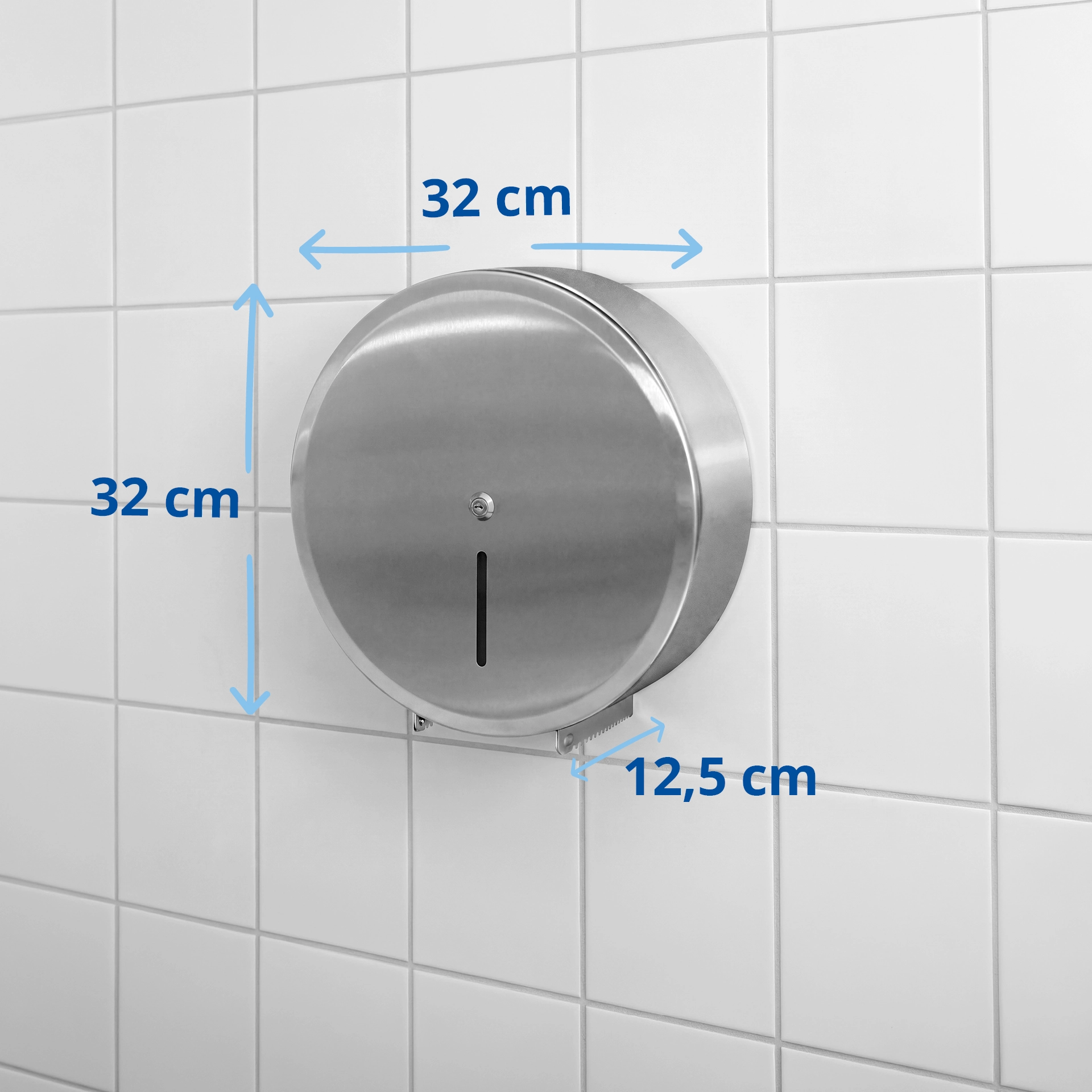 HY-88609 Toilettenpapier-Spender für Jumborollen, Edelstahl, Rollen-Ø bis 28 cm