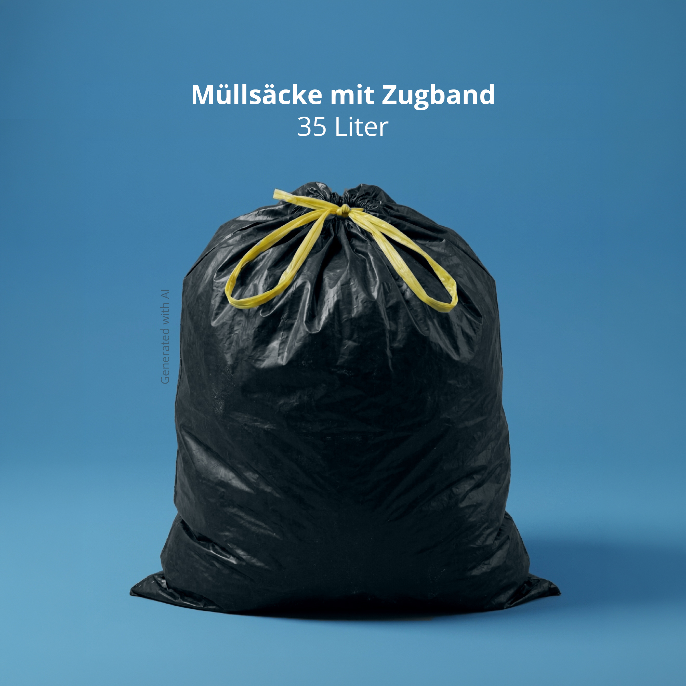 HY-205-5 LDPE-Reg. Zugband-Kehrichtsäcke, schwarz, 570 x 600 mm, Typ 60 extra, 35l, 5 Rollen à 20 Stück