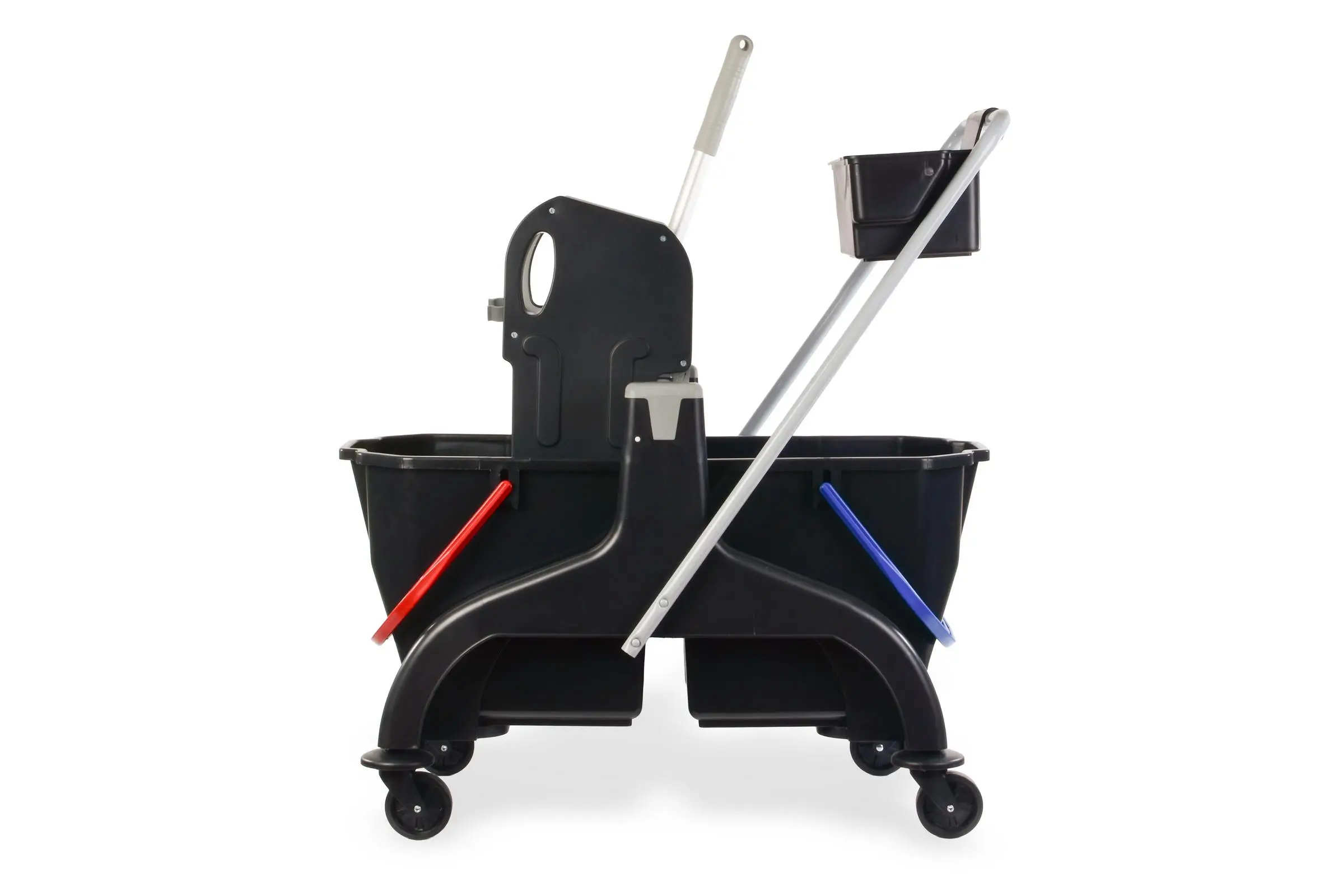HY-2103A Doppelfahrwagen mit 2 x 25 l Eimer, mit Kunststoff-Presse und Utensilienkorb