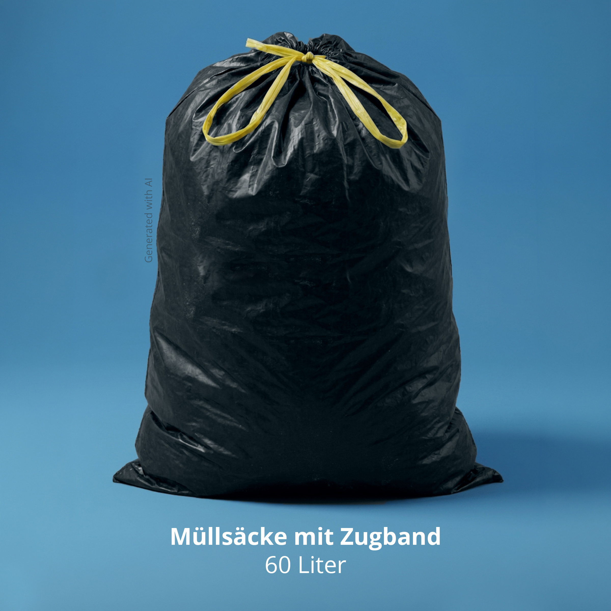 HY-209-5 LDPE-Reg. Zugband-Kehrichtsäcke, schwarz, 570 x 850 mm, Typ 70, 60l, 5 Rollen à 10 Stück