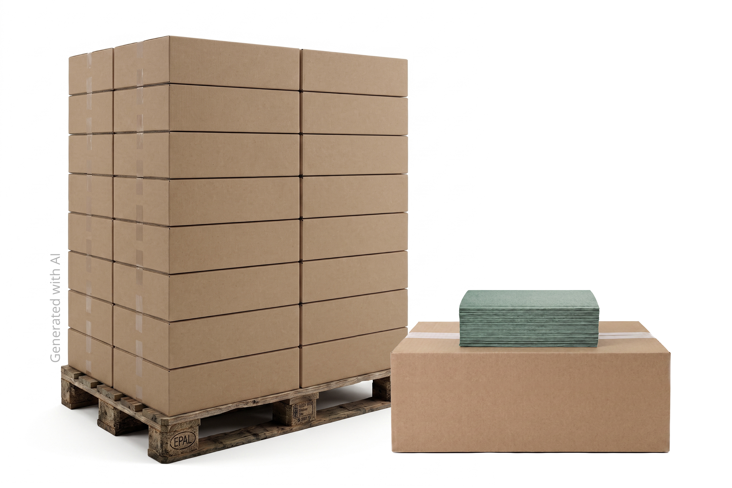 AG-065-32 Papierhandtuch, V-Falz, 1-lagig, recycling grün, 25 x 23 cm,  5.000 Blatt, Lieferumfang: 1 Palette = 32 VE x 5000 Blatt