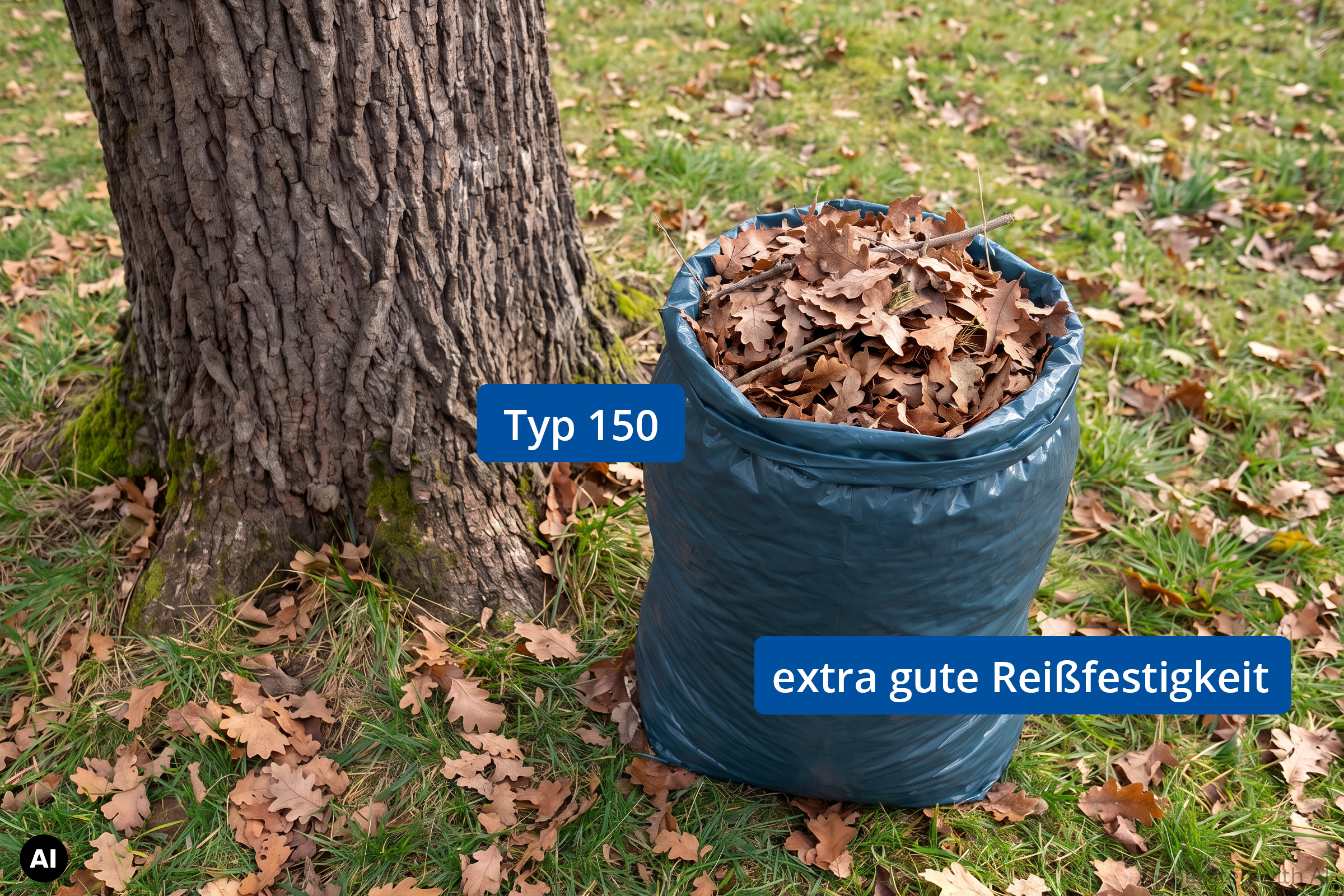 HY-881-5 LDPE-Reg. Müllsacke, blau, Typ 150, 120l, 700x1.100mm, 5 Rollen à 10 Stück