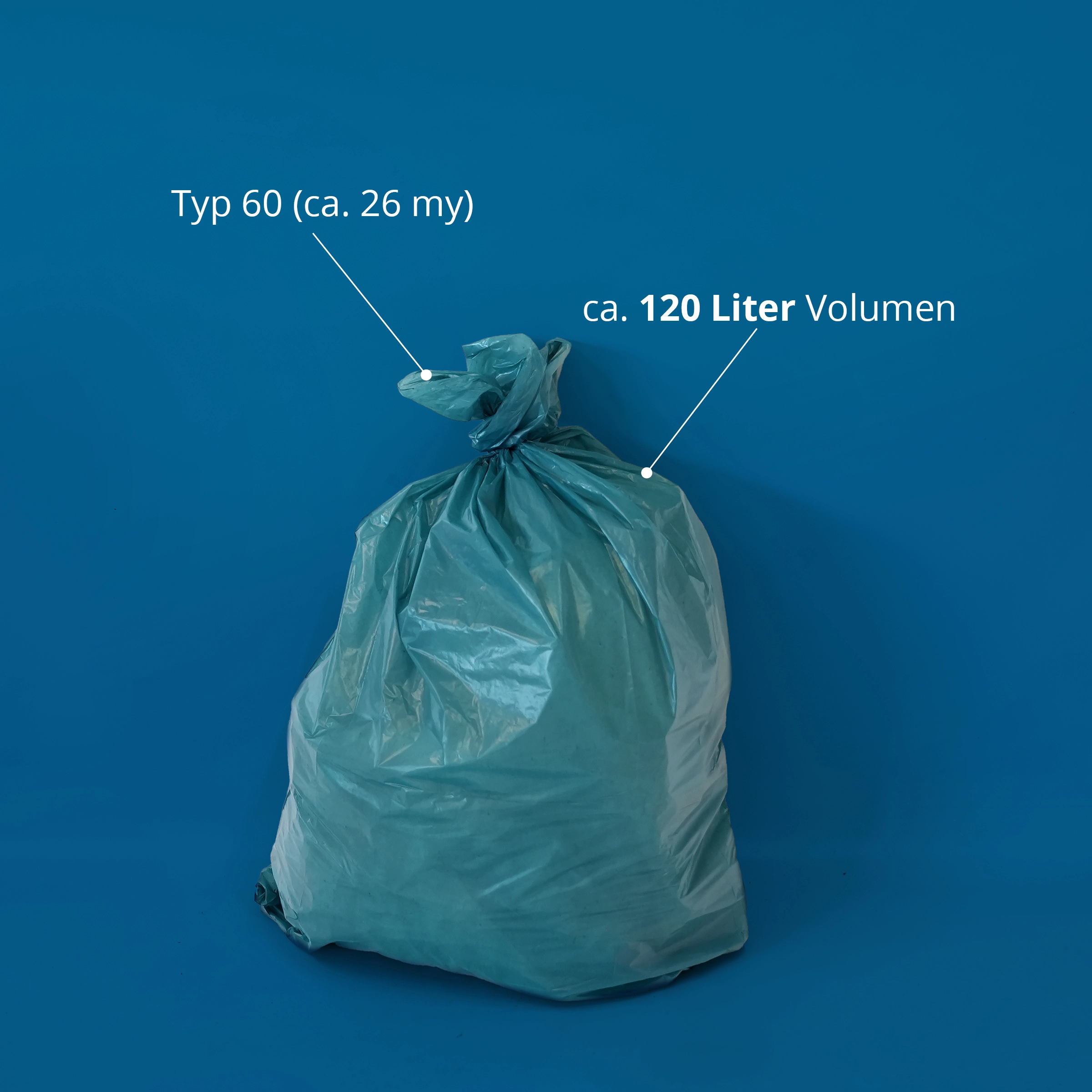 HY-66871 LDPE-Regenerat Müllsäcke, blau, Typ 60, 120 l,700 x 1.100 mm, 250 Stück