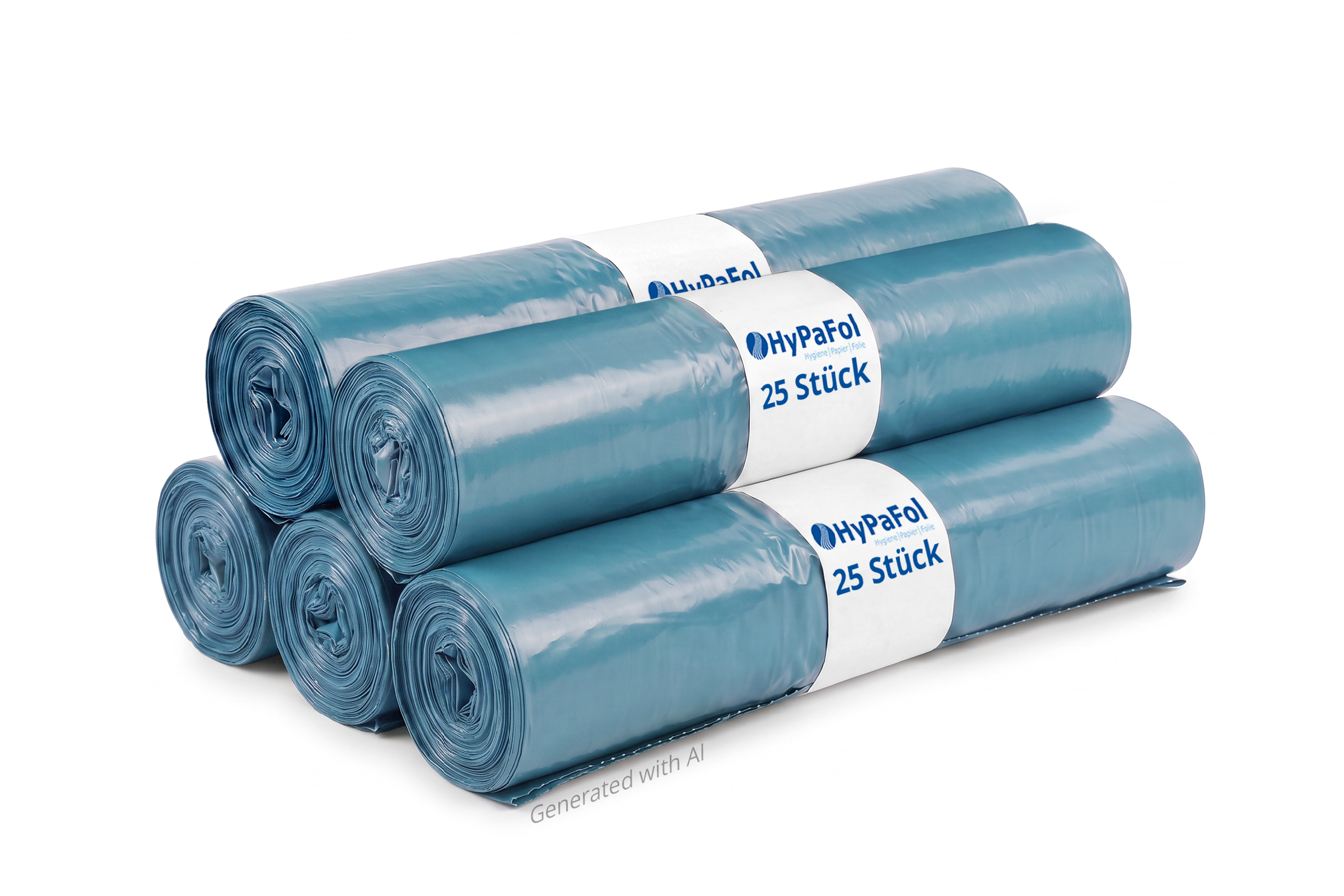 HY-66213-5 LDPE-Reg. Müllsacke, blau, gerollt, Typ 70, 120 l,700 x 1.100 mm, 5 x 25 Stück