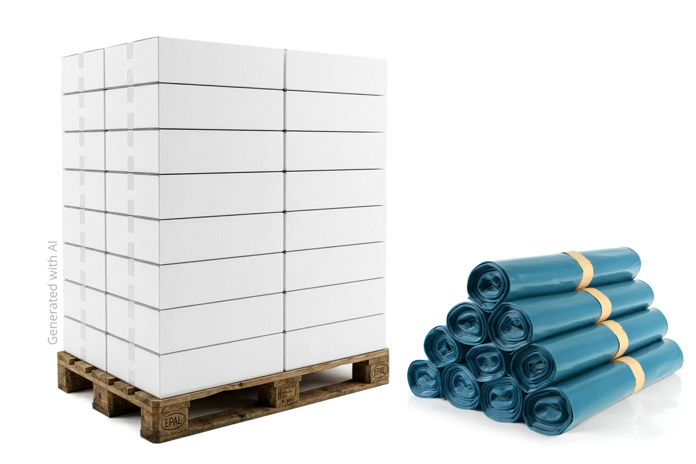 HY-99873-90 LDPE-Regenerat Müllsäcke, blau, Typ 100, 120 l, 700 x 1.100 mm, 100 Stück, Lieferumfang: 1 Palette = 90 VE x 10 Rollen x 10 Stück