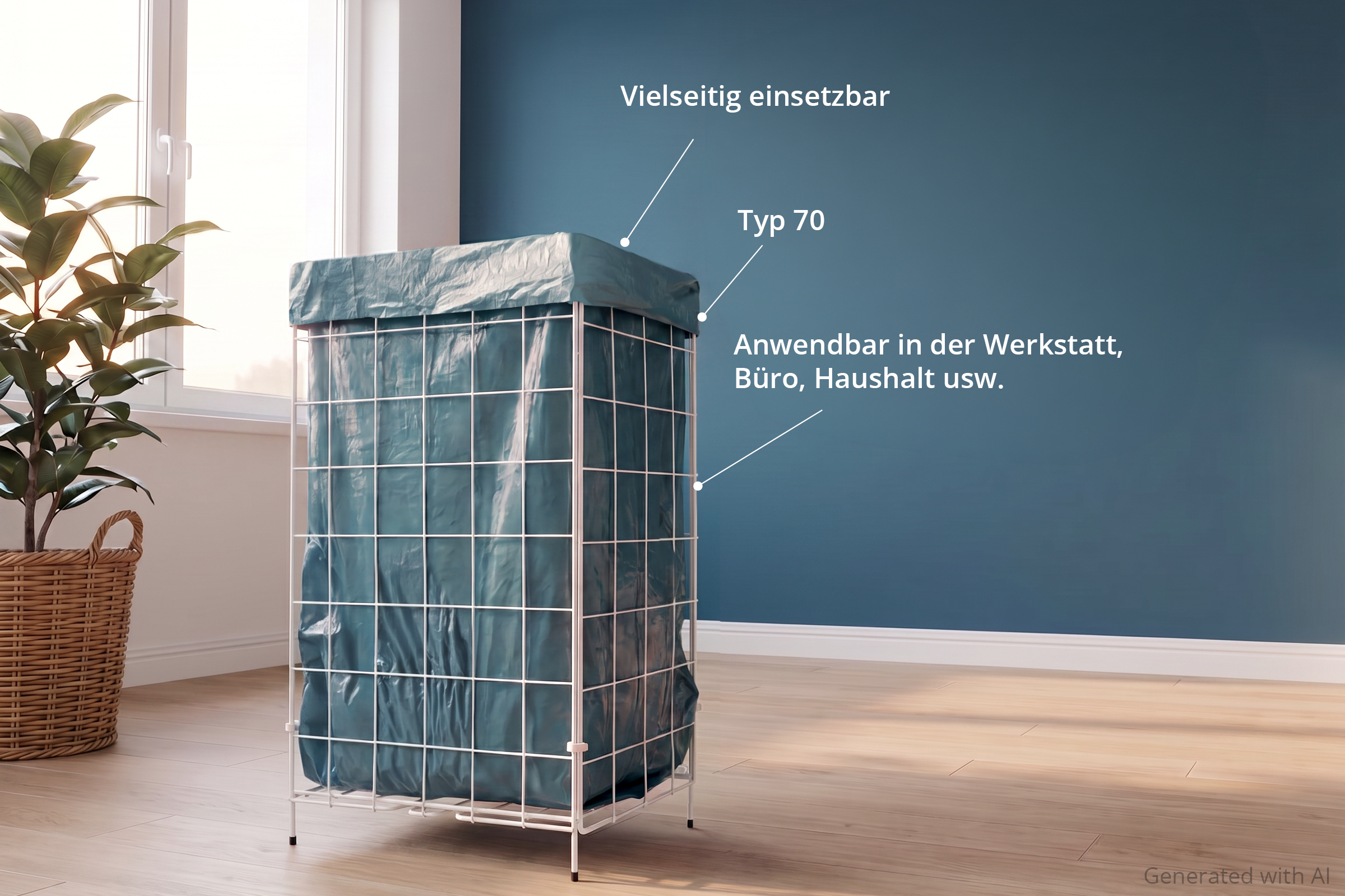 HY-66213-5 LDPE-Reg. Müllsacke, blau, gerollt, Typ 70, 120 l,700 x 1.100 mm, 5 x 25 Stück