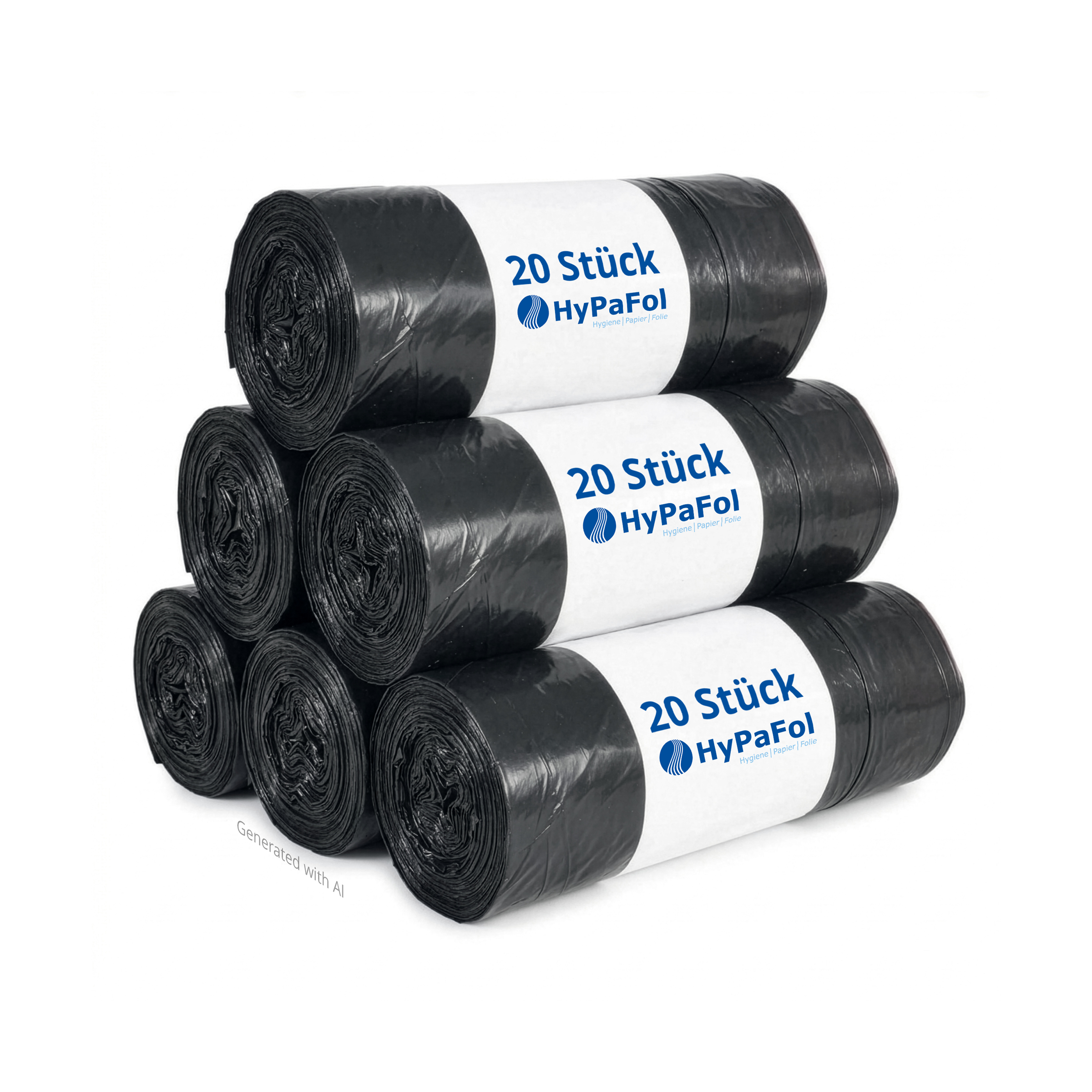HY-205-5 LDPE-Reg. Zugband-Kehrichtsäcke, schwarz, 570 x 600 mm, Typ 60 extra, 35l, 5 Rollen à 20 Stück