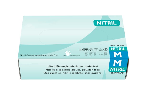 Hypafol Nitril-Einweghandschuhe M, weiß, 100 Stk