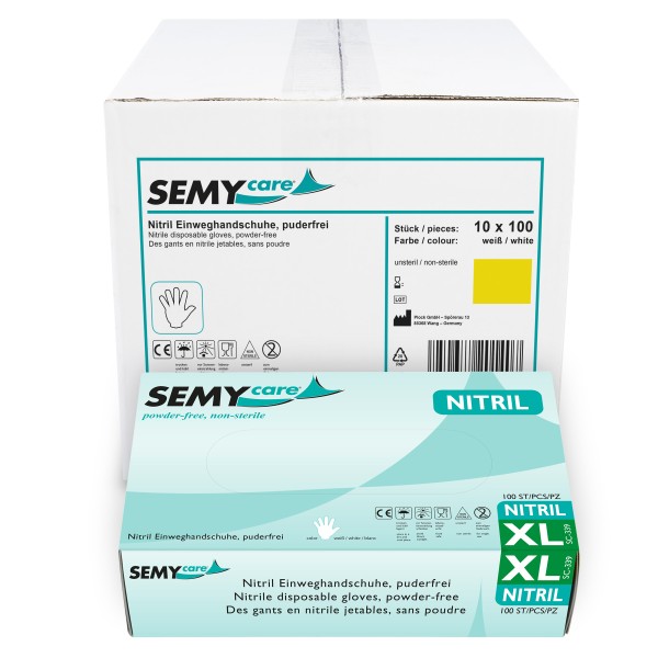 SemyCare Nitril-Einweghandschuhe XL, weiß, 1000 Stk