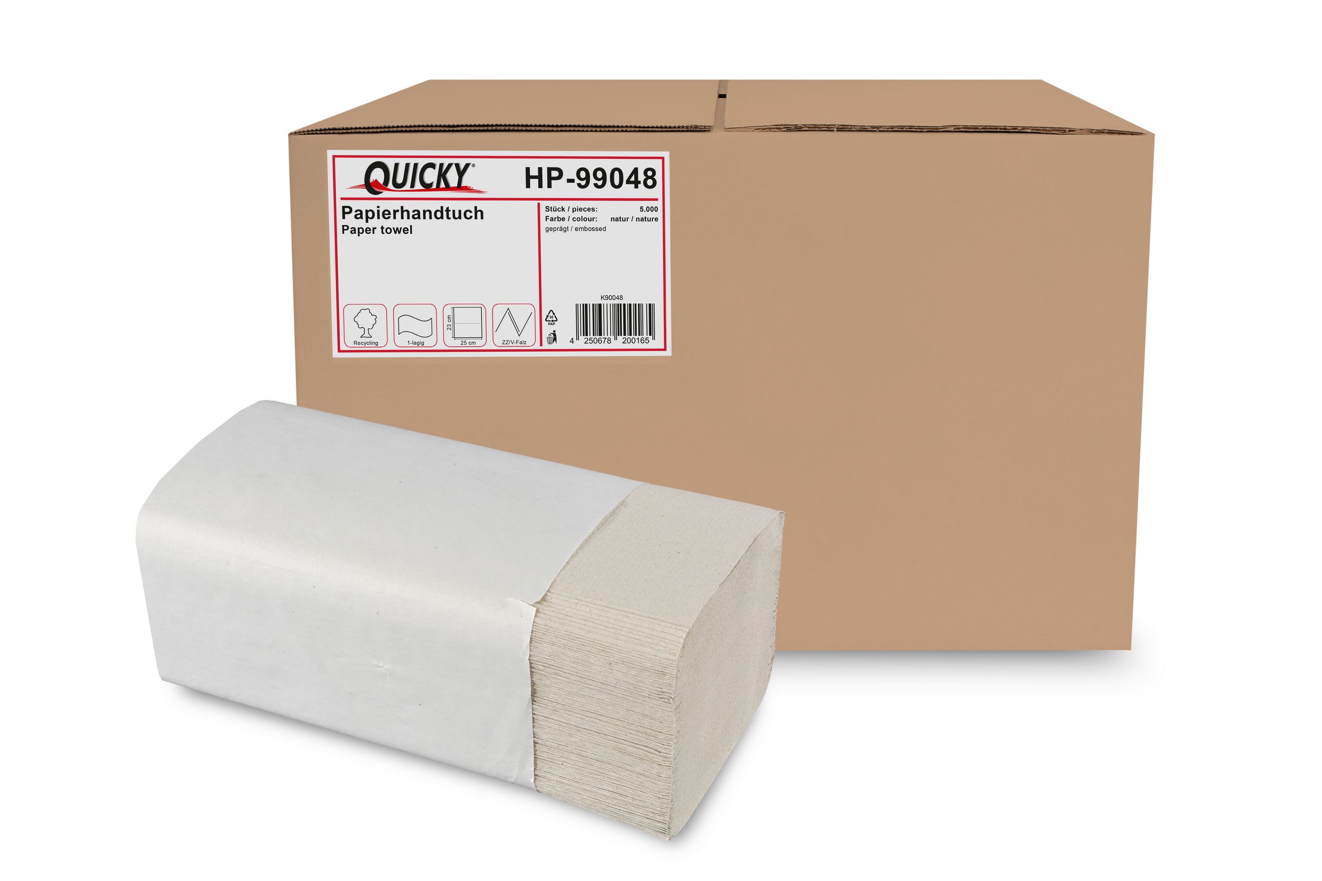 hochweiß ZZ-Falz 2-lagig Quicky Papierhandtuch HP-99056 6000 Blatt 24x21 cm 