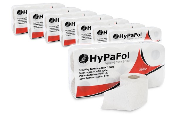 Hypafol Toilettenpapier, recycling, grau, 2-lagig, 250 Blatt/Rolle