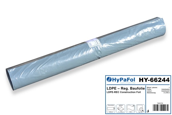Baufolie, 4 x 50 m, Typ 100, transluzent, LDPE-Reg, Rollenware