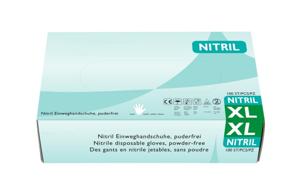 Hypafol Nitril-Einweghandschuhe XL, weiß, 100 Stk