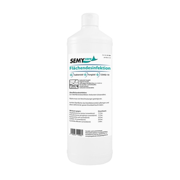 SemyCare Flächendesinfektion 80 Vol% Ethanol mit BAuA Zulassung - 12 x 1 Liter Flasche
