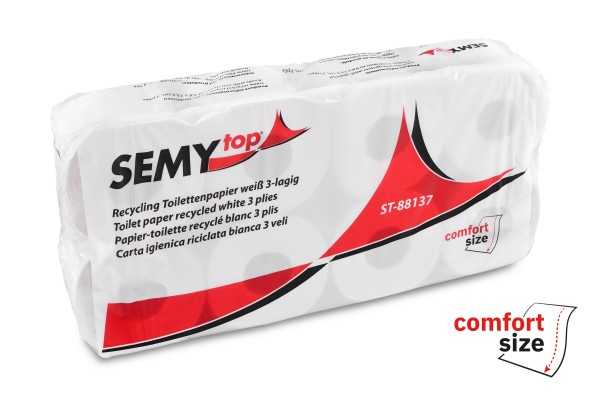 SemyTop Toilettenpapier, 3-lg, Recyclingpapier, 250 Blatt, Langblatt