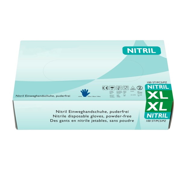 Hypafol Nitril-Einweghandschuhe XL, blau, puderfrei, 100 Stk.