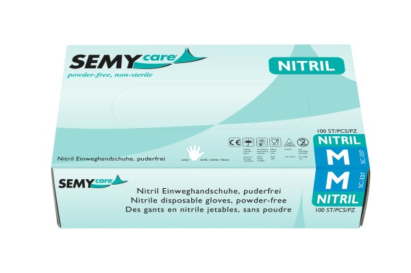 SemyCare Nitril-Einweghandschuhe M, weiß, 100 Stk