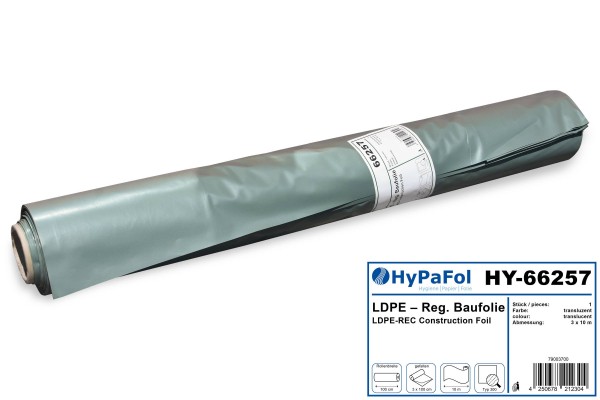 Baufolie, 3 x 10 m, Typ 300, transluzent, LDPE-Reg, Rollenware