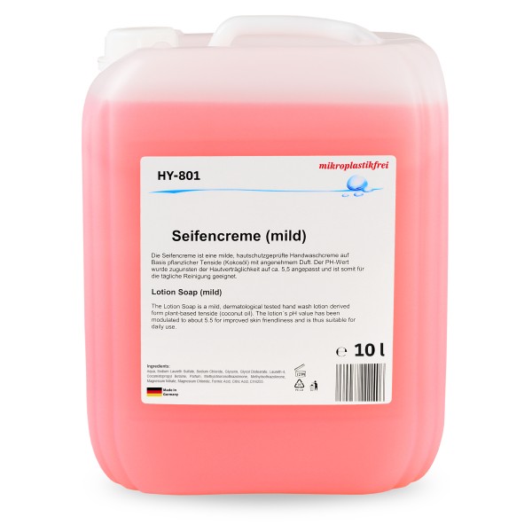 Seifencreme, rosa, 10 Liter, ph-hautneutral, mikroplastikfrei