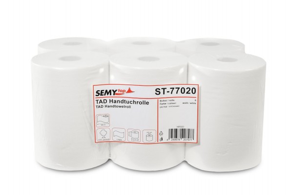 SemyTop Handtuchrolle TAD, 1-lagig, 20 cm, 100% Zellstoff, hochweiß, geprägt