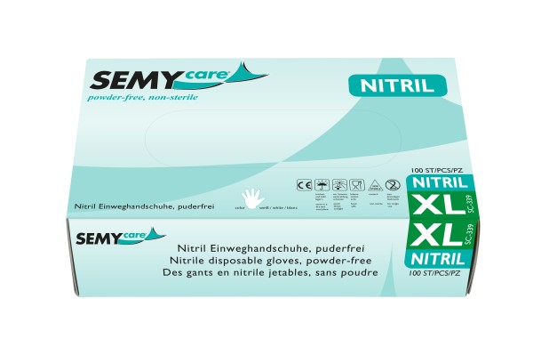 SemyCare Nitril-Einweghandschuhe XL, weiß, 100 Stk