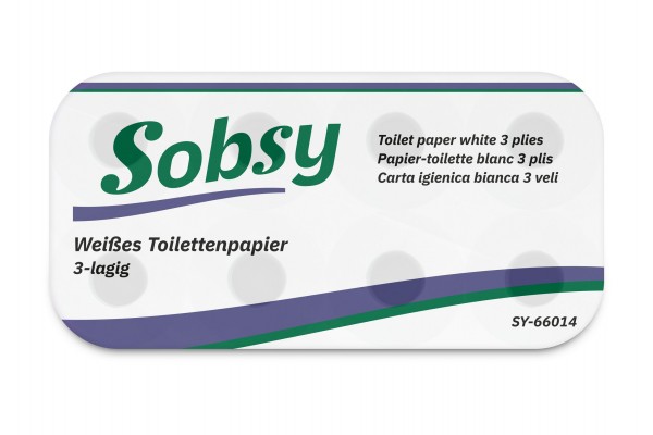 Sobsy Toilettenpapier 3-lg. Zellstoff, 250 Bl.
