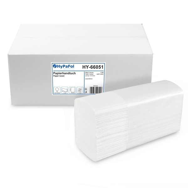 Hypafol Papierhandtuch, 2-lagig, weiß, Interfold M-Falz, 3.750 Blatt/Karton