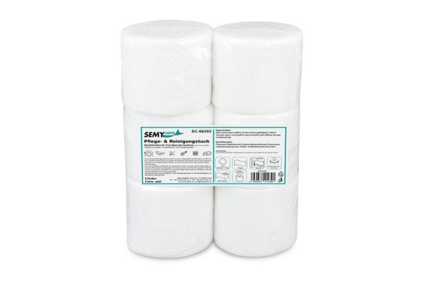 SemyCare Pflege- & Reinigungstücher für Tuch-Spender-Systeme, weiß, 6 Nachfüllrollen