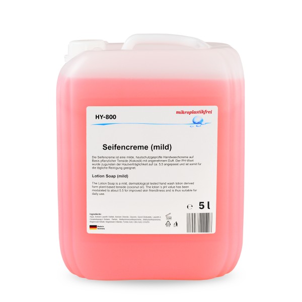 Seifencreme, rosa, 5 Liter, ph-hautneutral, mikroplastikfrei